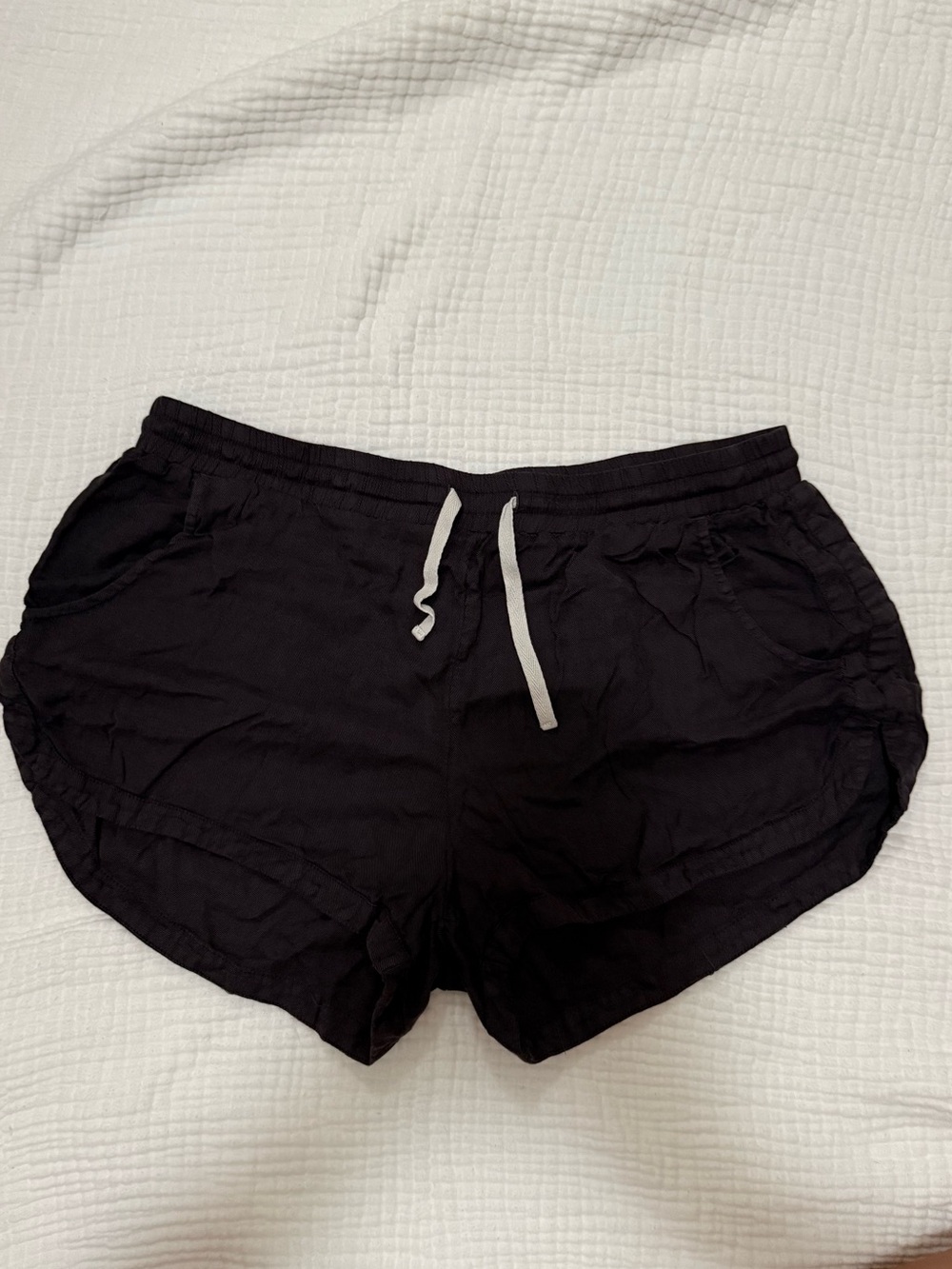 Women's Black Athletic Drawstring Shorts